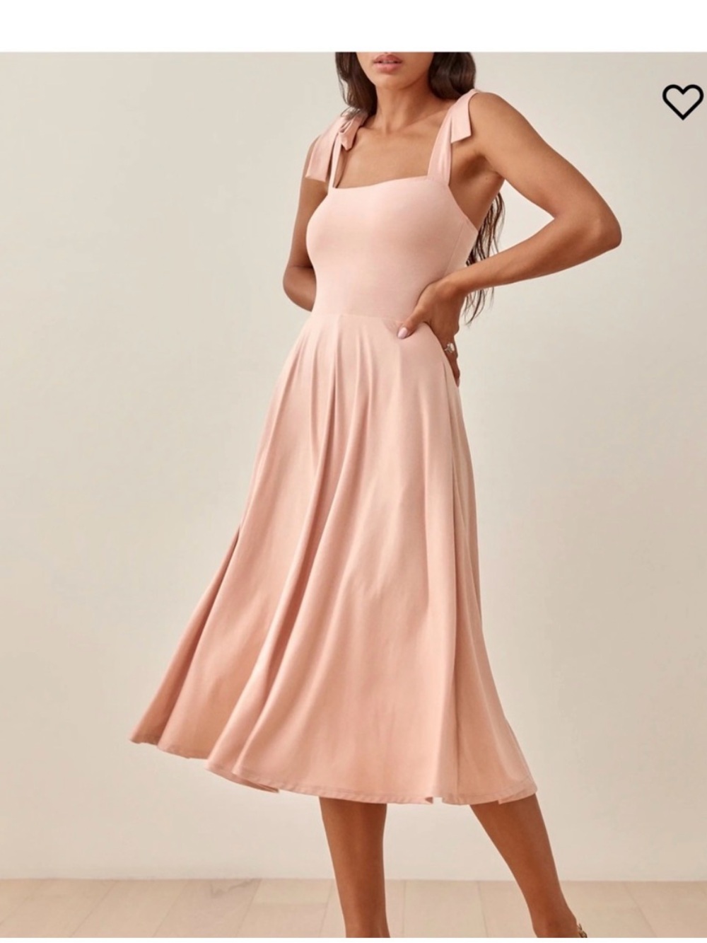 Reformation Edita Knit Midi Dress S Blush Pink Tie Strap Balletcore Romantic